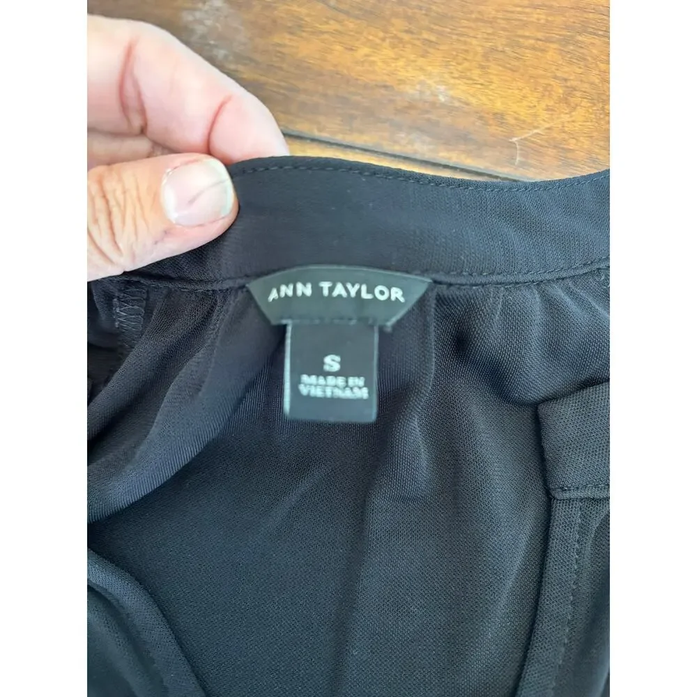 Ann Taylor Black Dress Blouse Shirt Size Small